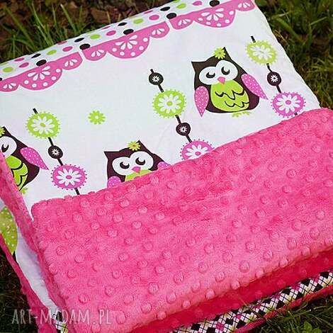 kocyk sówki fuksja, sówki, milutki