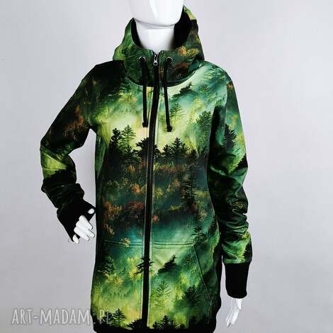 bluza damska z kapturem rozpinana las wiosnę