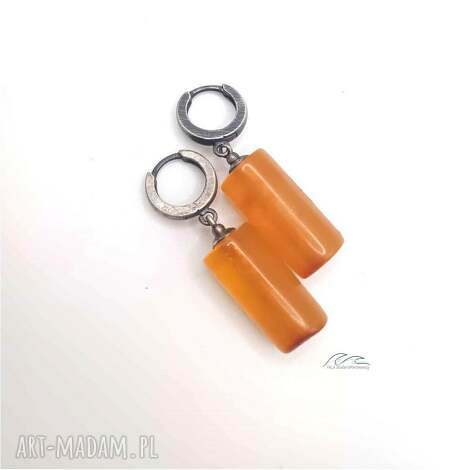 miodowe kolczyki bursztynowe, srebro 925, srebro bursztynem