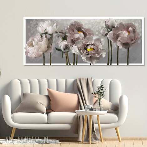 Obraz do salonu drukowany na płótnie Kwiaty Piwoni 120x50 cm - gotowy do powieszenia