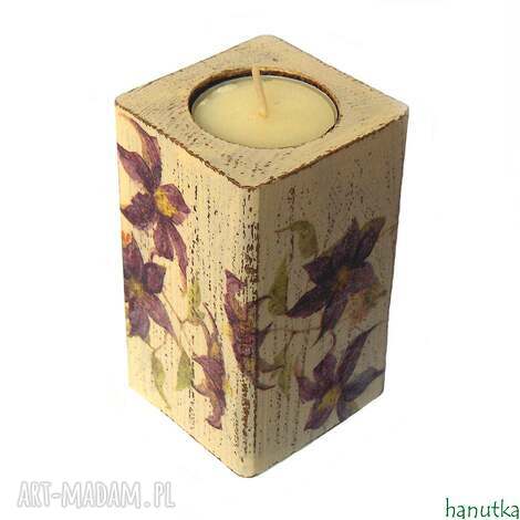 powojnik - świecznik, prezent, tealight shabby, stylowe