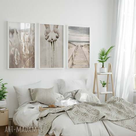 Zestaw 3 plakatów 61x91 cm Plaża, morze, trawy - tryptyk art-Madam.pl