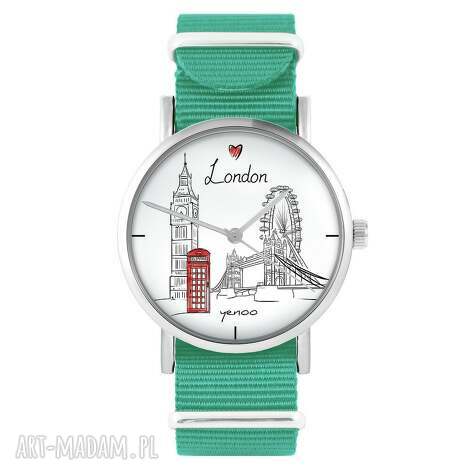 Zegarek Londyn Turkusowy z Nylonowym Paskiem - Handmade Yenoo