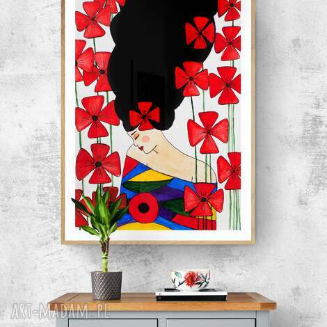 Plakat 70x100 cm Kobieta Kwiat - elegancka dekoracja ścienna