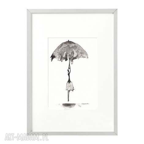 Czarno-biała grafika Rain - rysunek tuszem 21x29,7 cm (bez ramki)
