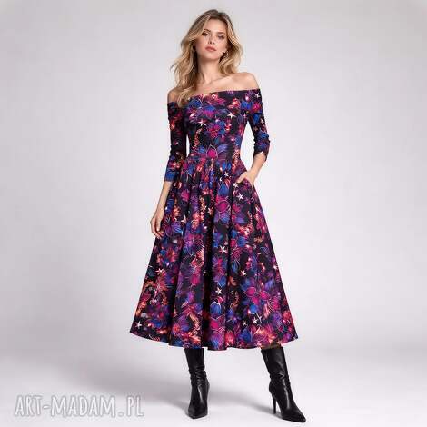 sukienka - sandy midnight flower efektowna, oryginalna, elegancka wygodna