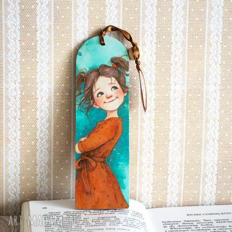 Zakładka do książki Psotnica - ręcznie robiona drewniana (decoupage)