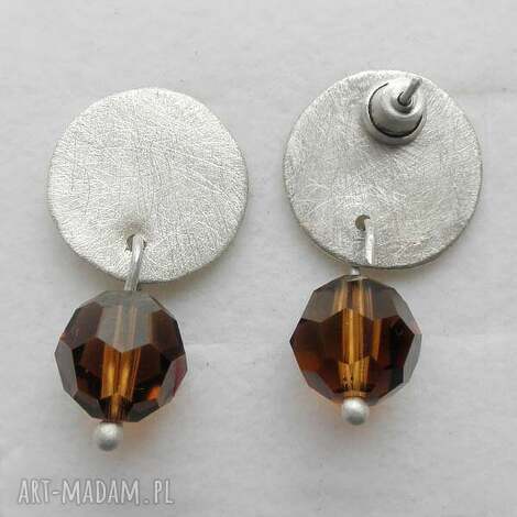 OKRĄG - srebrne kolczyki Swarovski Elements 10 mm handmade na sztyftach