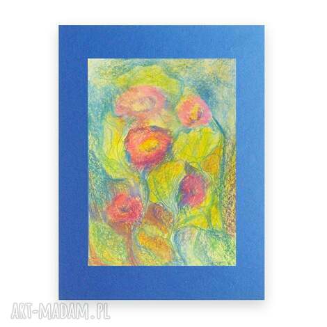 annasko kolorowy rysunek z kwiatkami, unikatowy obrazek łąką, kwiatki