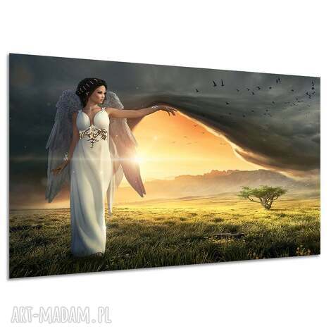 Obraz na płótnie Anioł 120x80 cm - pejzaż ze słońcem
