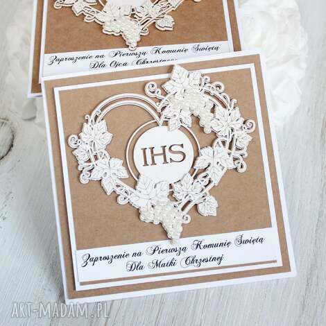 komplet 2 zaproszeń na komunię rodziców chrzestnych