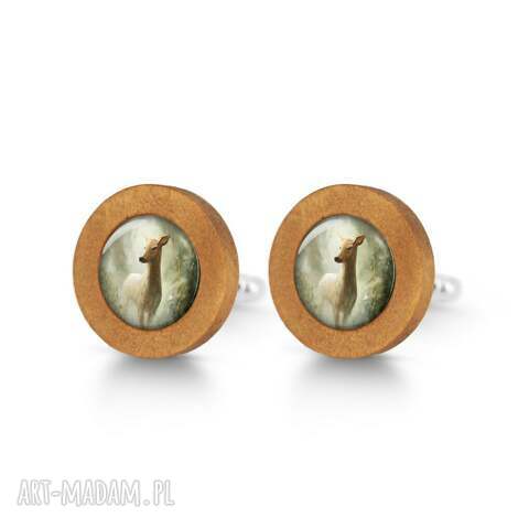 sarna - drewniane spinki do mankietów, mankiety las, prezent