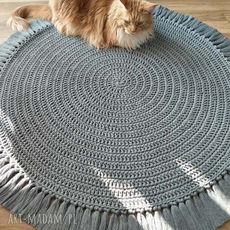 sznurkowy dywan z frędzlami sznurek bawełniany dywanik boho, sznurkowe dodatki