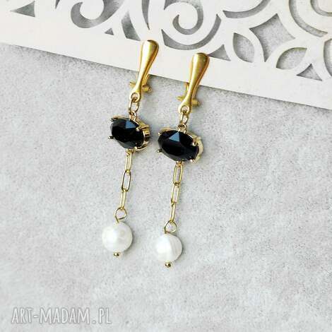 klipsy contessa srebro pokryte 24k złotem, perły na prezent, biżuteria