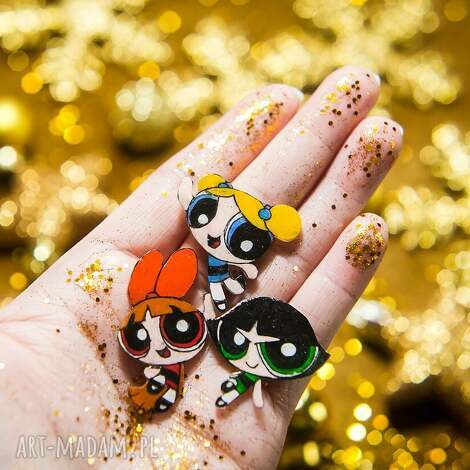 komplet trzech przypinek atomówki - broszki, przypinki, komplet biżuterii, motyw