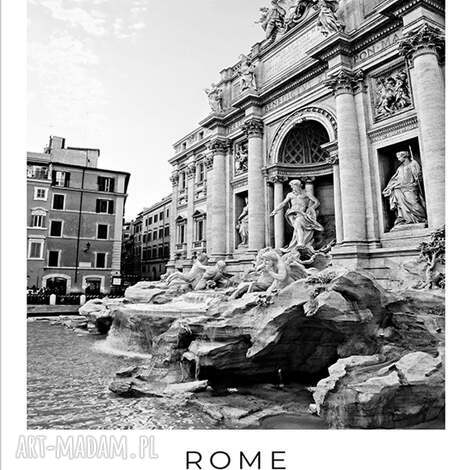 Plakat Fontanna di Trevi, Rzym - czarno-biały 30x40 cm