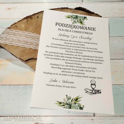 Podziękowanie na I Komunię Świętą - 4 szt do ramki A4 (babcia, dziadek, rodzice chrzestni) art-Madam.pl