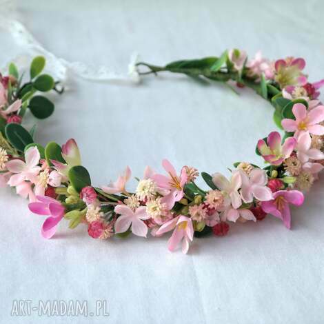 ozdoby do włosów różowy poranek - romantyczny wianek z jaśminem i dziką
