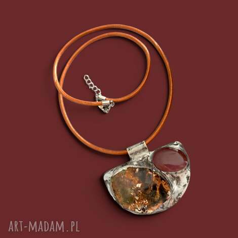 Naszyjnik witrażowy z jaspisem mokait - ręcznie robiona biżuteria Tiffany