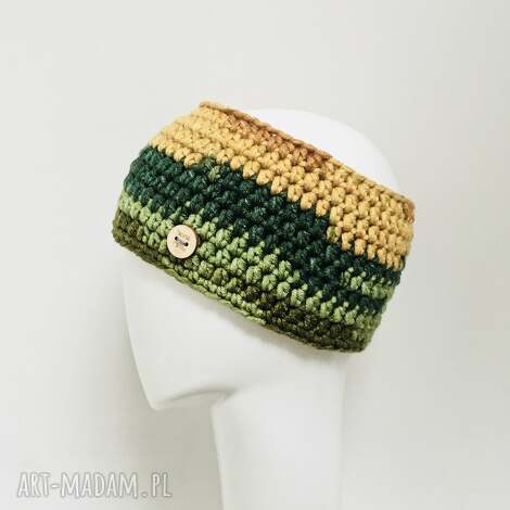 szydełkowa szeroka gruba opaska na głowę uszy