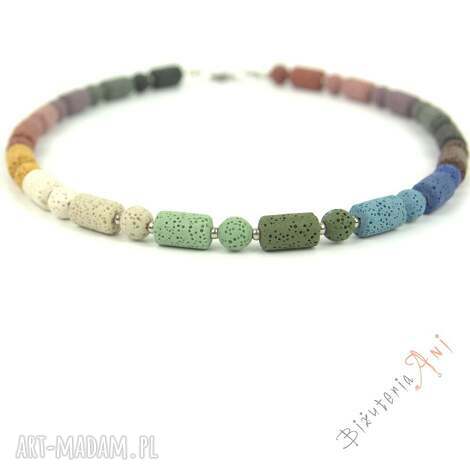 Kolorowy naszyjnik z lawy wulkanicznej - handmade