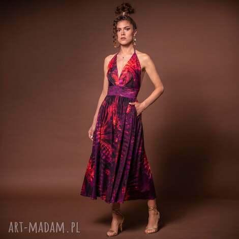 Letnia rozkloszowana sukienka HOT TROPICAL Milita Nikonorov z kieszeniami - art-Madam.pl