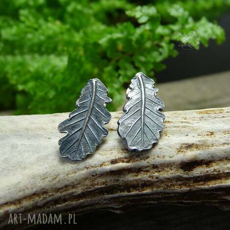 oak leaf stud earrings vol ii srebrne, srebro, kolczyki sztyfty