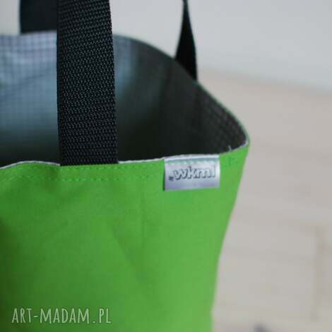 LunchBag by WKML - zielona torba na drugie śniadanie - szara kratka