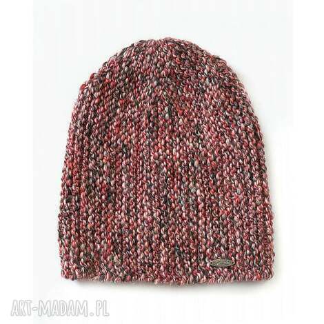 Czapka beanie dziergana na drutach melanż alpaka #20
