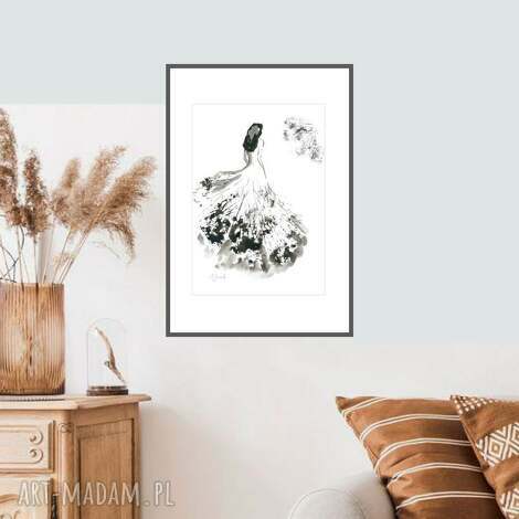 Abstrakcja Natura - boho grafika ręcznie malowana 30 x 42 cm