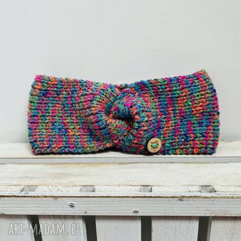 neonowa opaska na głowę uszy zamiast czapki ręcznie robiona