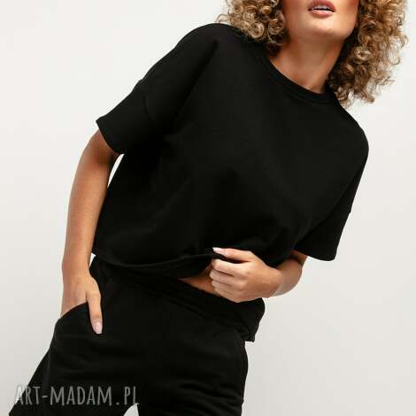 tessita krótkie spodenki z kieszeniami t385, czarne, dres, bawełna dzianina