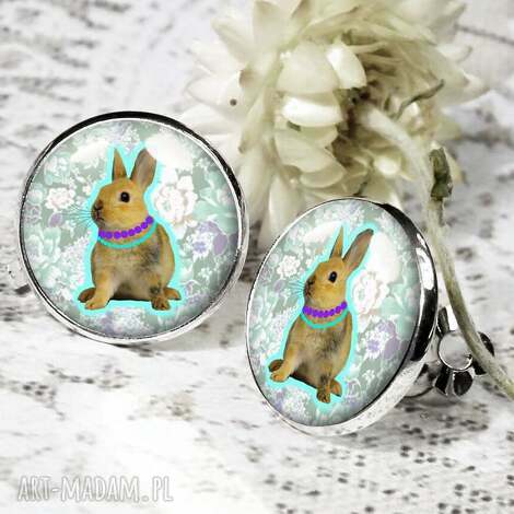 klipsy z zajączkami, różne rozmiary motyw zwierzęcy biżuteria