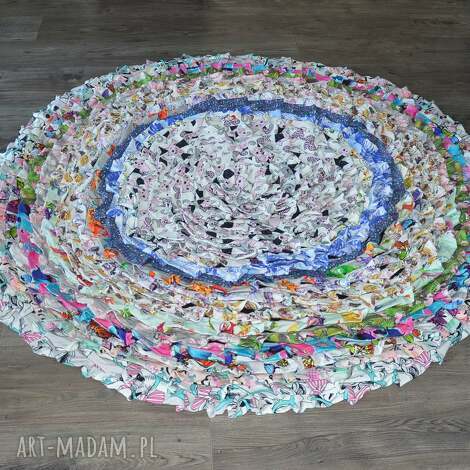 okrągły dywanik do pokoju dziewczynki, bawełniany, 150cm dywan