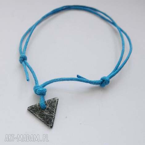 TRÓJKĄT - bransoletka ze srebra oksydowanego na sznurku, handmade