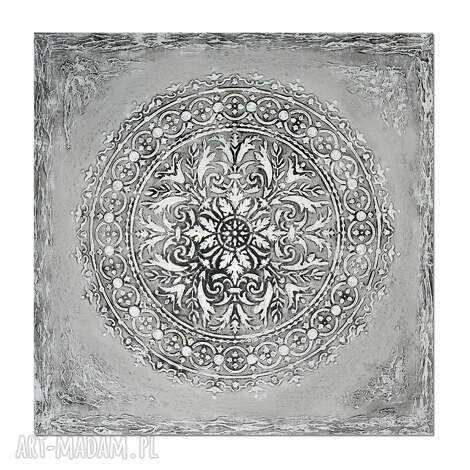 Mandala 29 - obraz 60x60 ręcznie malowany na płótnie z wypukłą strukturą