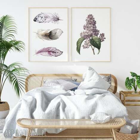 Zestaw 2 plakatów #33 61x91 cm - fiolet, róż i biel Hogstudio