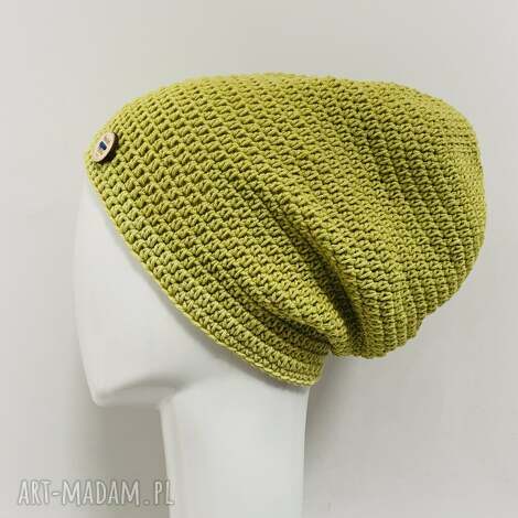czapka całoroczna przejściowa cienka bawełna unisex pistacja, czapka