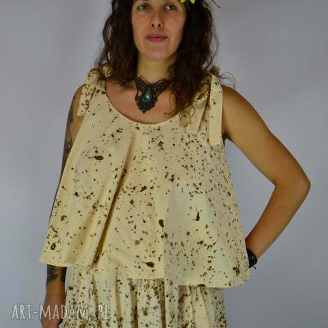 barwiona roślinami, ręcznie robiona dzika bluzka magiczna łąka, eco print, slow