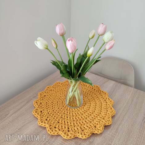 Okrągła podkładka szydełkowa ze sznurka 42 cm - handmade art-Madam.pl