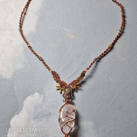 Naszyjnik z kwarcem dymnym i kryształowym „Dusk” - ręcznie robiony (Morana Amulets)