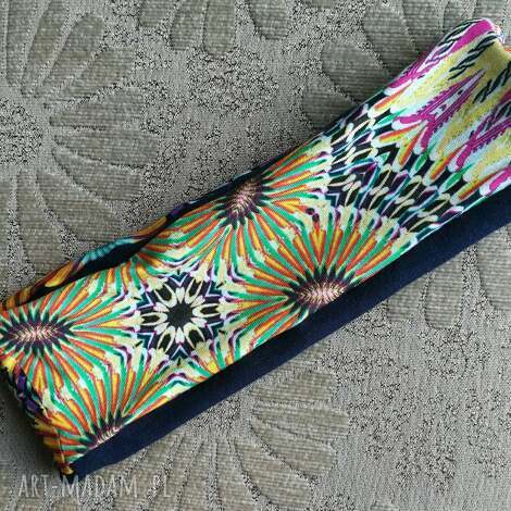 Szeroka etno-boho opaska damska na podszewce 8 cm - folk orient, ręcznie robiona