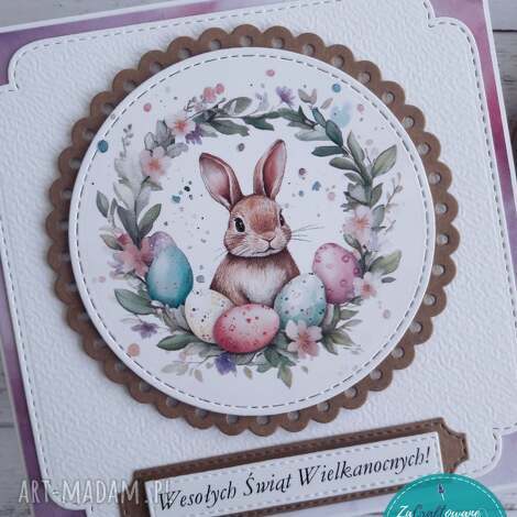 Kartka wielkanocna z króliczkiem - ręcznie robiona scrapbooking