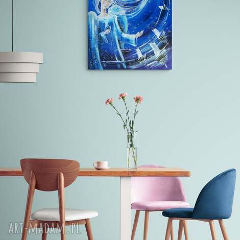 Przytulanie na pożegnanie - obraz giclee na płótnie Canvas z aniołem
