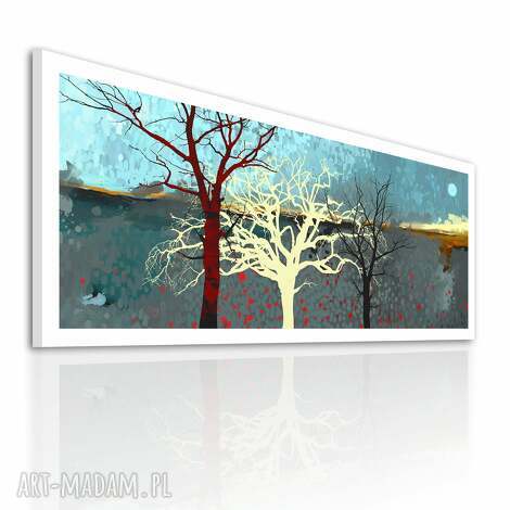 Nowoczesny obraz drukowany na płótnie - Klimatyczny pejzaż z drzewami 147x60 cm