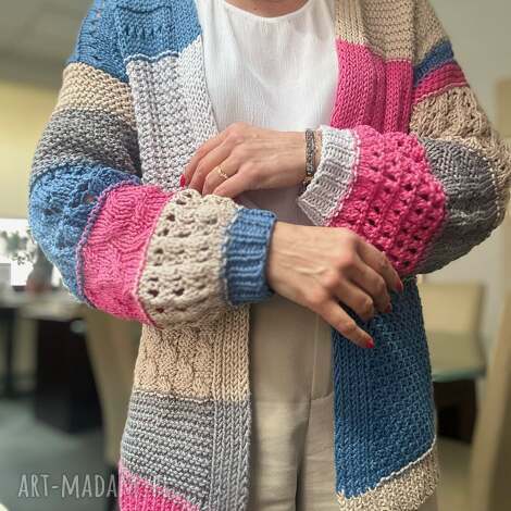 kardigan bellino handmade, bawełna, swetry na drutach, letni sweter, sweter bez