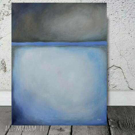 Abstrakcja - obraz akrylowy 50 x 40 cm szaro-niebieski