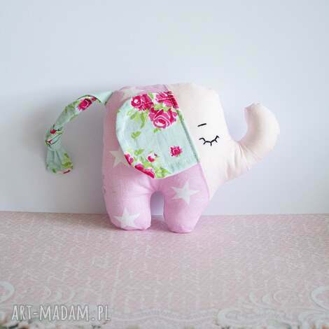 Mini słonik na szczęście 14 cm - różowa maskotka handmade