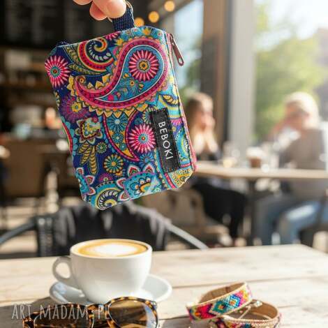 Miniportfel Paisley handmade - wodoodporna portmonetka na karty, monety i banknoty