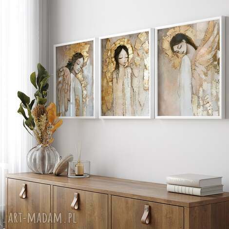 zestaw plakatów 50x70 cm anioły ii set157 tryptyk do salonu plakaty